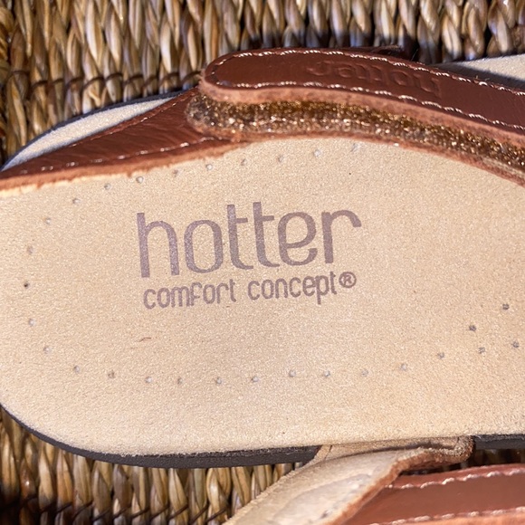 Hotter Leather Brown/Gray/White Flare Sandals